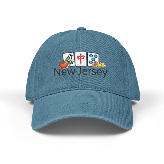 Mah Jongg New Jersey Embroidered  Jean Hat - For MahJong Players