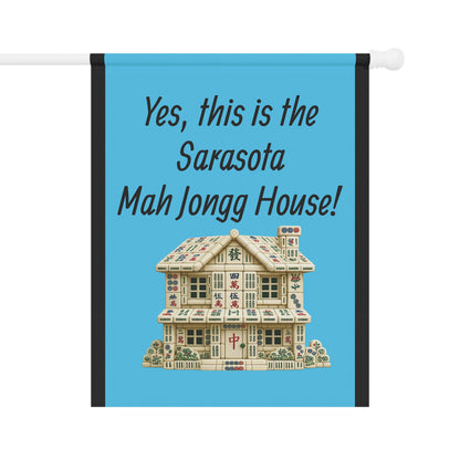 Mah Jongg :"Yes, This Is the Sarasota Mah Jongg House!" Blue Mah Jongg Flag