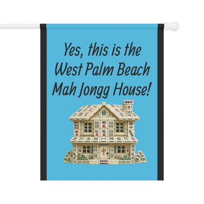 Mah Jongg :"Yes, This Is the West Palm Beach Mah Jongg House!" Blue Mah Jongg Flag