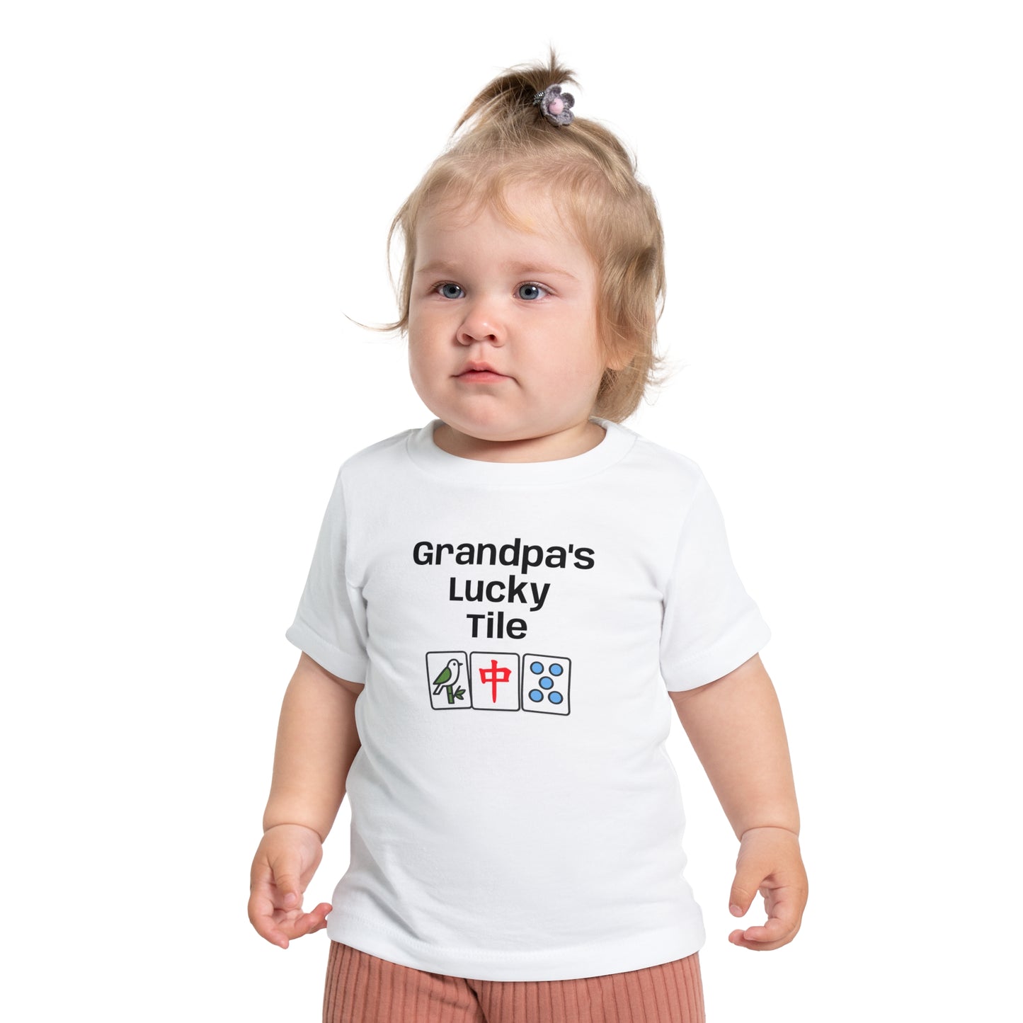 Grandpa's Lucky Tile Baby T-Shirt - Cute Mahjong Infant Tee