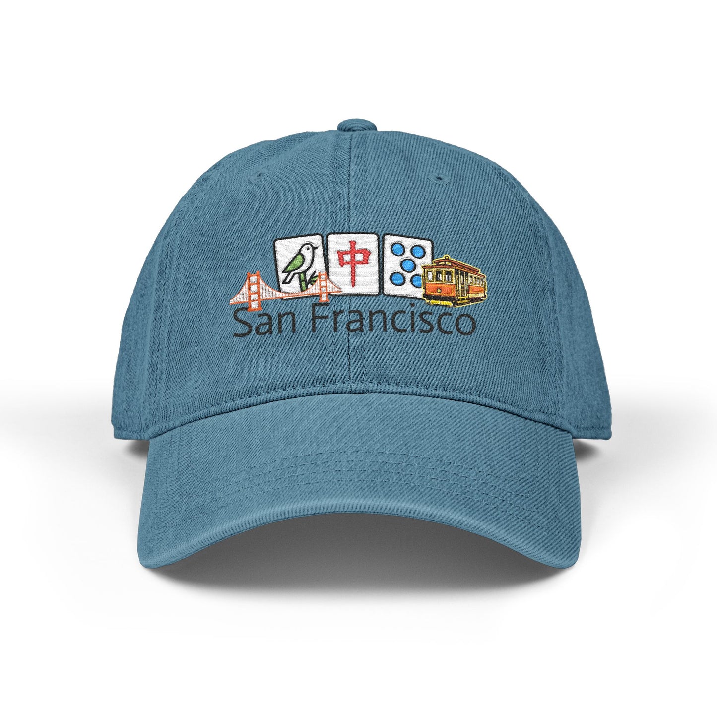 Mah Jongg San Francisco Embroidered  Jean Hat - For MahJong Players