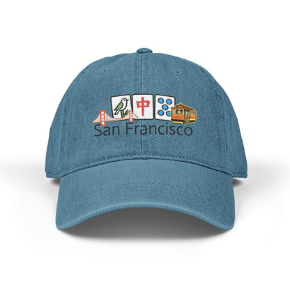 Mah Jongg San Francisco Embroidered  Jean Hat - For MahJong Players