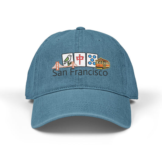 Mah Jongg San Francisco Embroidered  Jean Hat - For MahJong Players