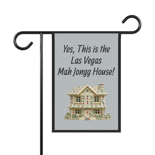 Mah Jongg Flag: "Yes, This Is the Las Vegas Mah Jongg House!"-  Gray Outdoor Flag