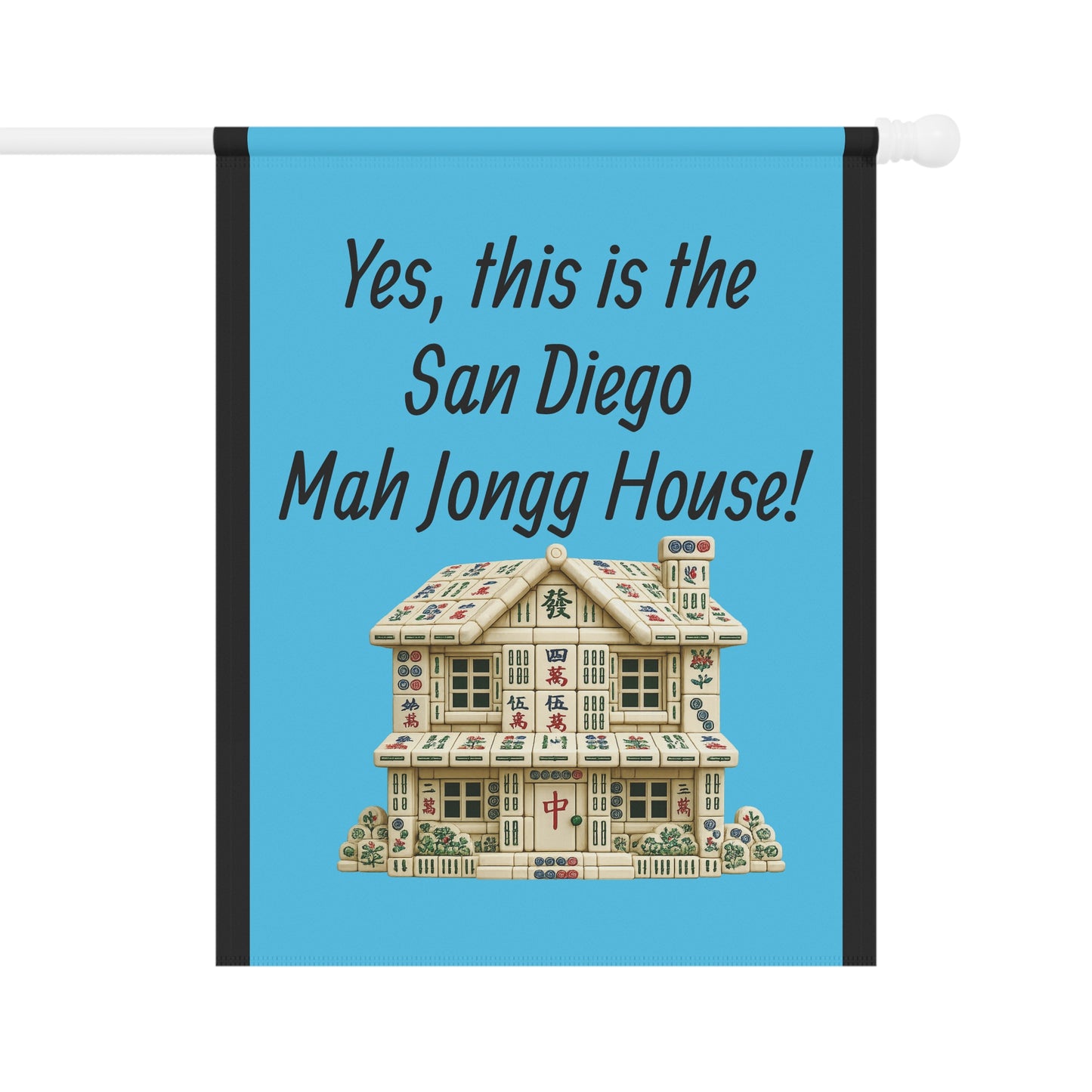 Mah Jongg :"Yes, This Is the San Diego Mah Jongg House!" Blue Mah Jongg Flag