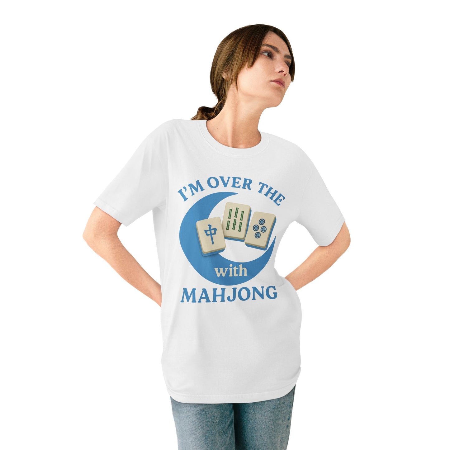 Over the Moon Blue T-Shirt - Mahjong  for Mah Jongg Game Day