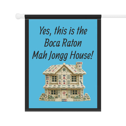 Mah Jongg :"Yes, This Is the Boca Raton Mah Jongg House!" Blue Mah Jongg Flag