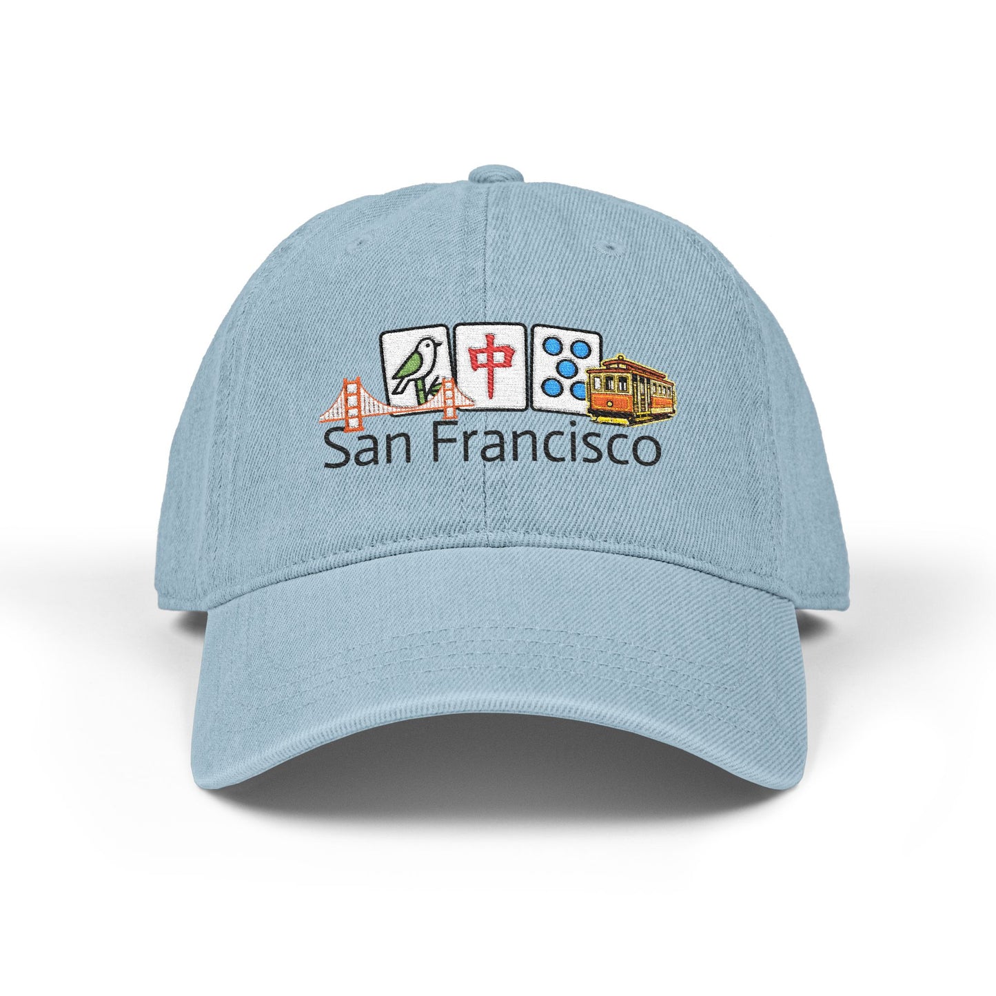 Mah Jongg San Francisco Embroidered  Jean Hat - For MahJong Players