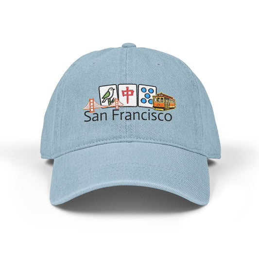 Mah Jongg San Francisco Embroidered  Jean Hat - For MahJong Players