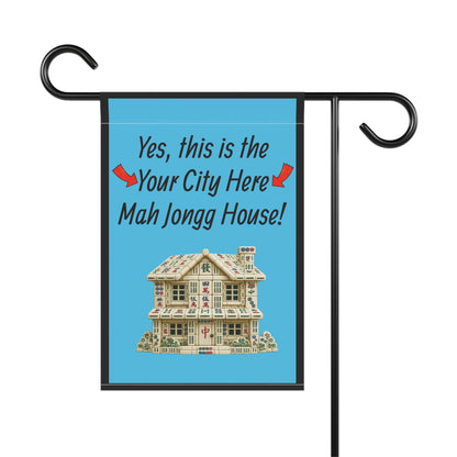 City Mah Jongg :"Yes, This Is the Mah Jongg House!" Blue Mah Jongg Flag