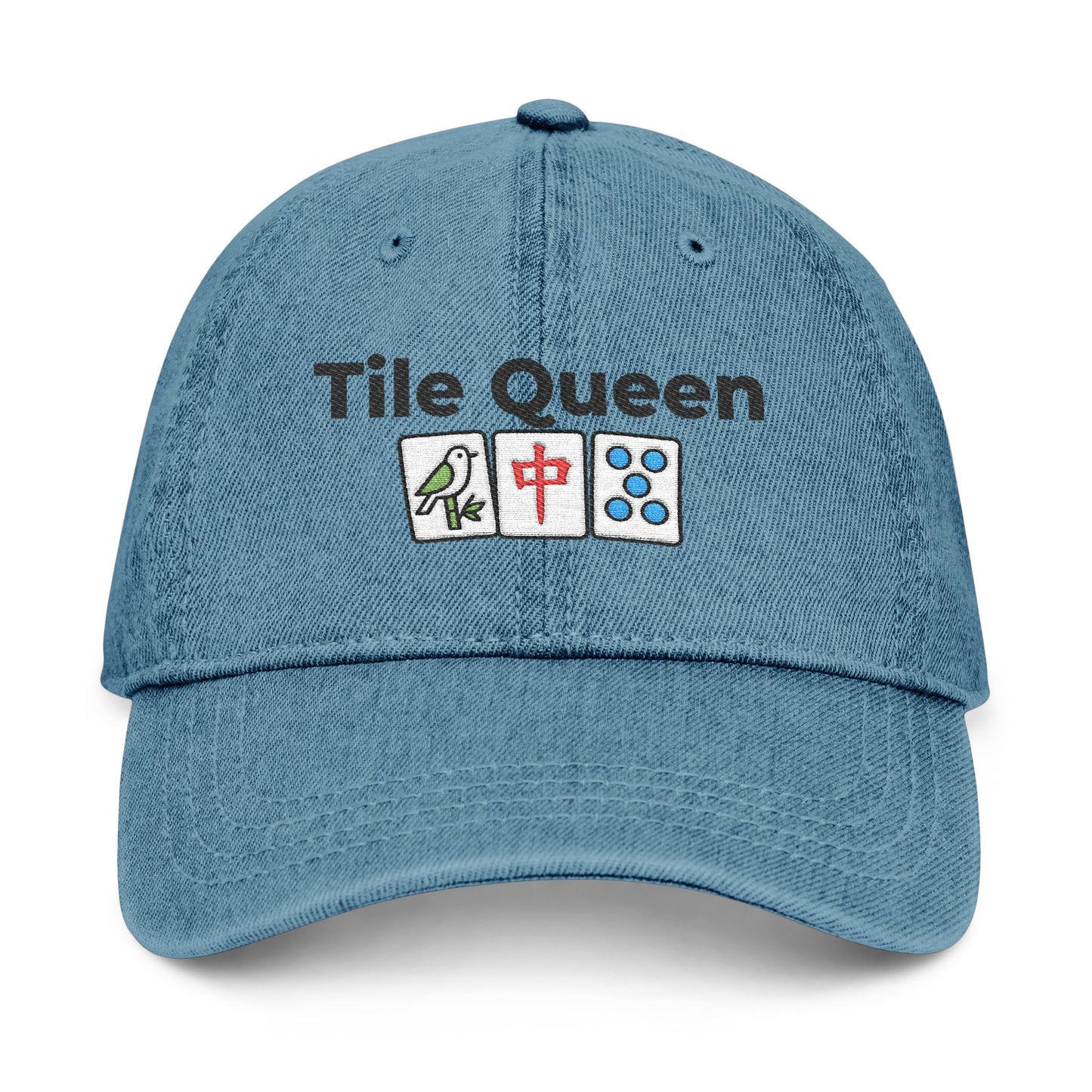 Tile Queen - Mah Jongg Embroidered  Jean Hat - For MahJong Players