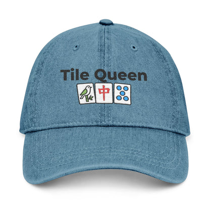 Tile Queen - Mah Jongg Embroidered  Jean Hat - For MahJong Players