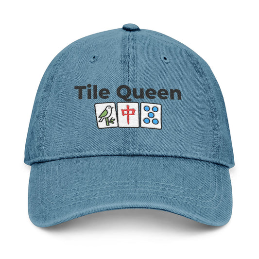 Tile Queen - Mah Jongg Embroidered  Jean Hat - For MahJong Players