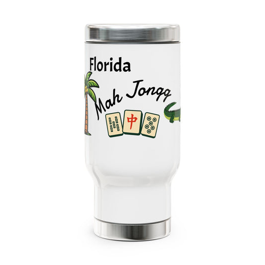 Florida Mah Jongg travel mug | 14oz stainless steel travel mug with handle