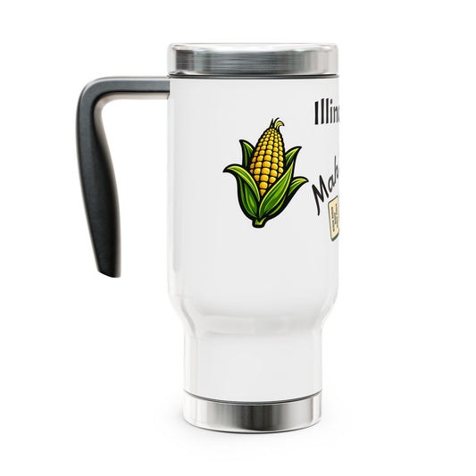 Illinois Mah Jongg travel mug | 14oz stainless steel travel mug with handle