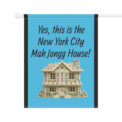 Mah Jongg :"Yes, This Is the New York City Mah Jongg House!" Blue Mah Jongg Flag