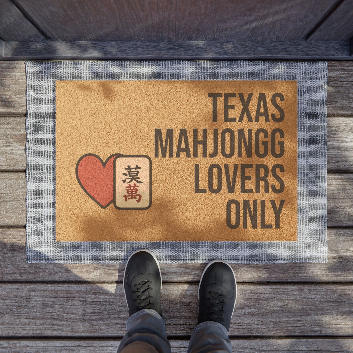Texas Mahjongg Lovers Only Doormat | Customized City, State or Hometown Option - Perfect for Mah Jongg Game Night
