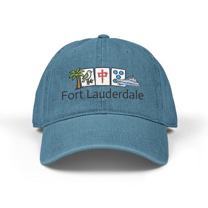 Mah Jongg Fort Lauderdale Embroidered  Jean Hat - For MahJong Players
