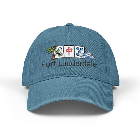 Mah Jongg Fort Lauderdale Embroidered  Jean Hat - For MahJong Players