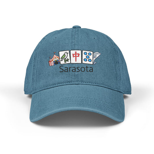 Mah Jongg Sarasota Embroidered  Jean Hat - For MahJong Players
