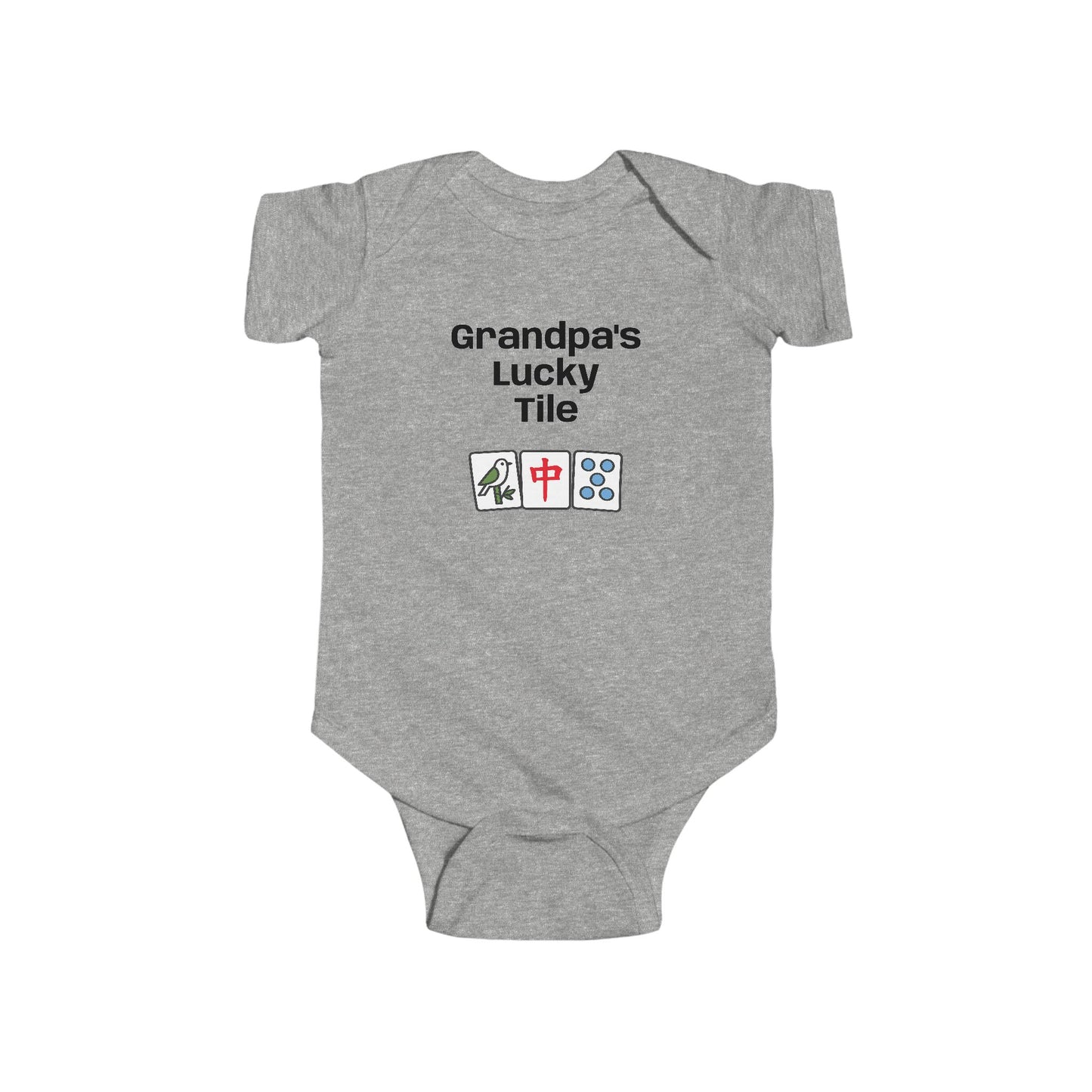 Grandpa's Lucky Tile Bodysuit | Mahjongg baby onesie - For family gathering, game night or perfect gift.