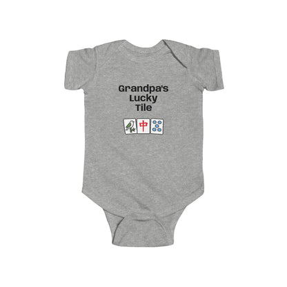 Grandpa's Lucky Tile Bodysuit | Mahjongg baby onesie - For family gathering, game night or perfect gift.