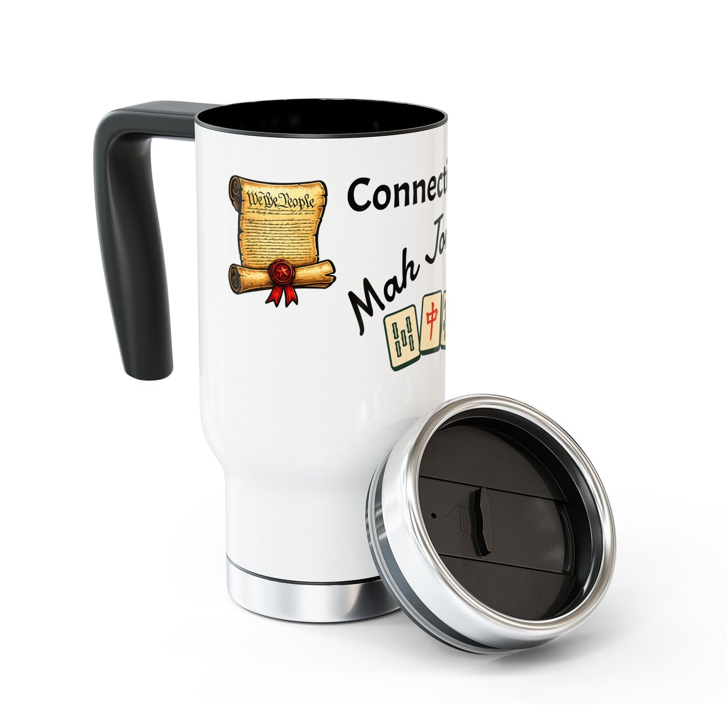 Connecticut Mah Jongg travel mug | 14oz stainless steel travel mug with handle