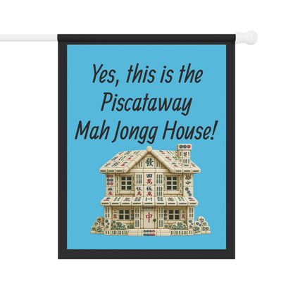 Mah Jongg :"Yes, This Is the Piscataway Mah Jongg House!" Blue Mah Jongg Flag