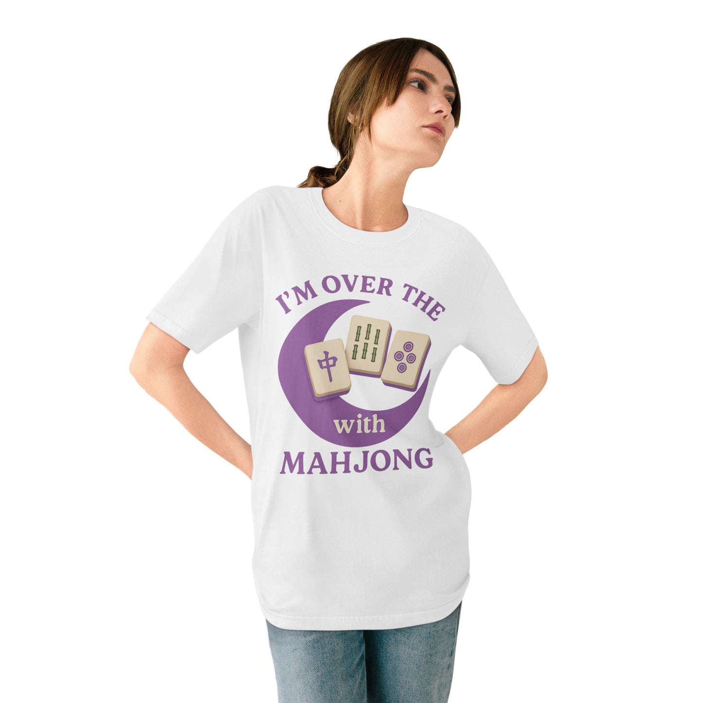 Over the Moon Purple T-Shirt - Mahjong  for Mah Jongg Game Day
