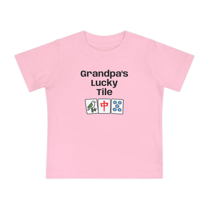 Grandpa's Lucky Tile Baby T-Shirt - Cute Mahjong Infant Tee