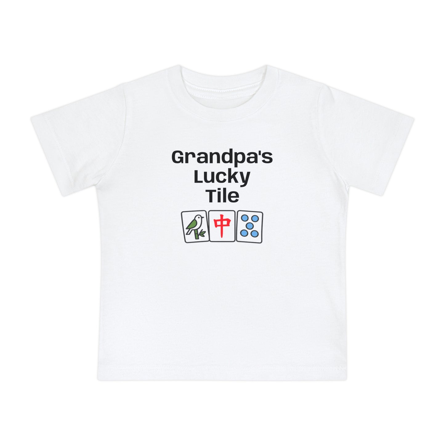 Grandpa's Lucky Tile Baby T-Shirt - Cute Mahjong Infant Tee