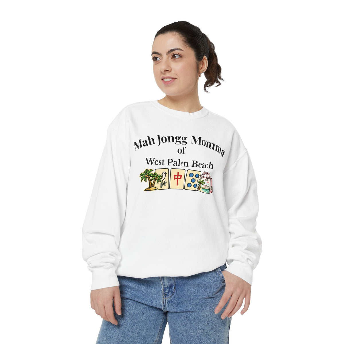 Mah Jongg Momma of West Palm Beach Crewneck Sweatshirt - Mahjong Tournament Sweatshirt