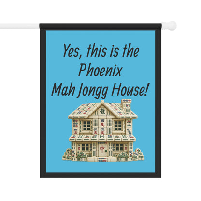 Mah Jongg :"Yes, This Is the Phoenix Mah Jongg House!" Blue Mah Jongg Flag