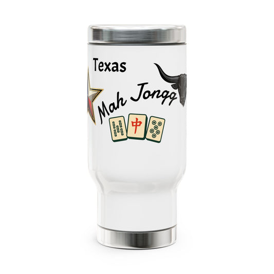 Texas Mah Jongg travel mug | 14oz stainless steel travel mug with handle