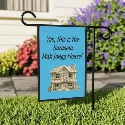 Mah Jongg :"Yes, This Is the Sarasota Mah Jongg House!" Blue Mah Jongg Flag