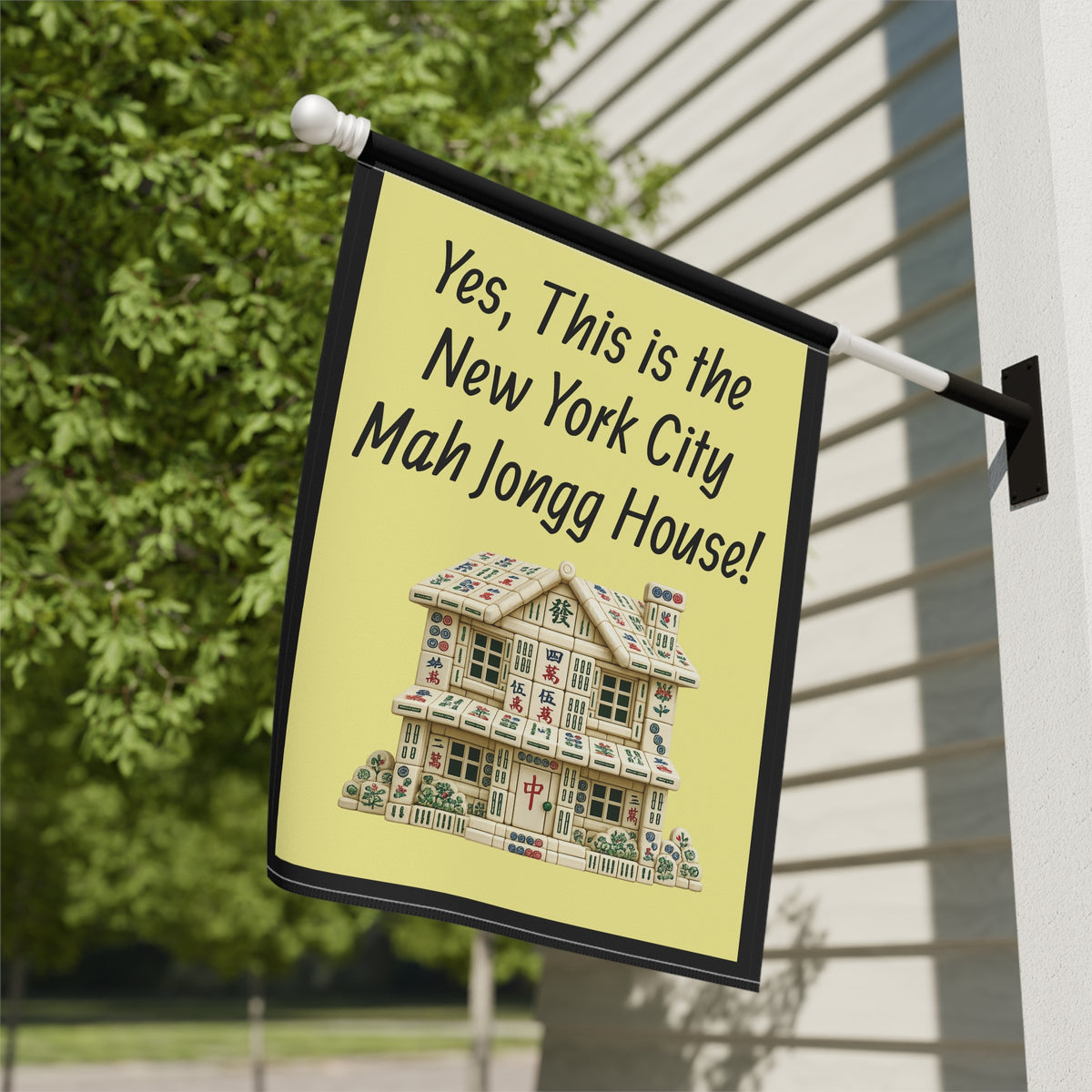 Mah Jongg:"Yes, This Is the New York City Mah Jongg House!" Yellow Mah Jongg Flag