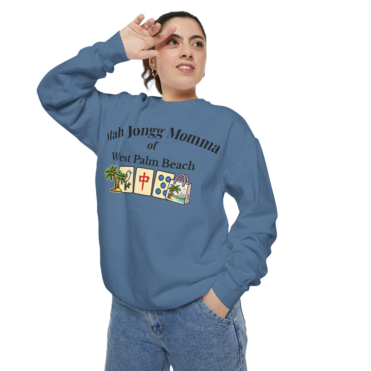 Mah Jongg Momma of West Palm Beach Crewneck Sweatshirt - Mahjong Tournament Sweatshirt