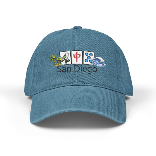 Mah Jongg San Diego Embroidered  Jean Hat - For MahJong Players