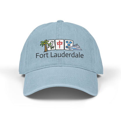 Mah Jongg Fort Lauderdale Embroidered  Jean Hat - For MahJong Players
