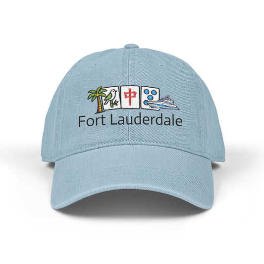 Mah Jongg Fort Lauderdale Embroidered  Jean Hat - For MahJong Players