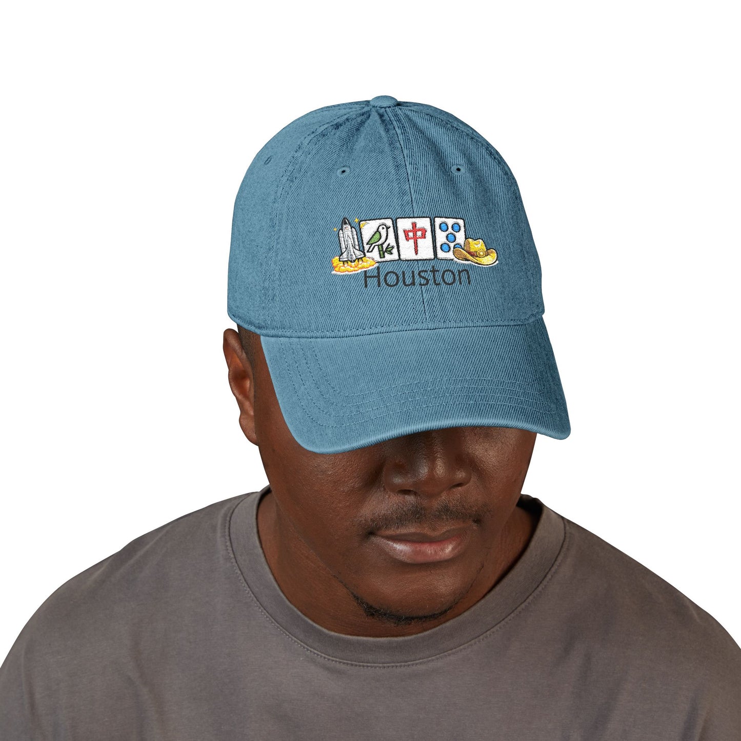 Mah Jongg Houston Embroidered  Jean Hat - For MahJong Players