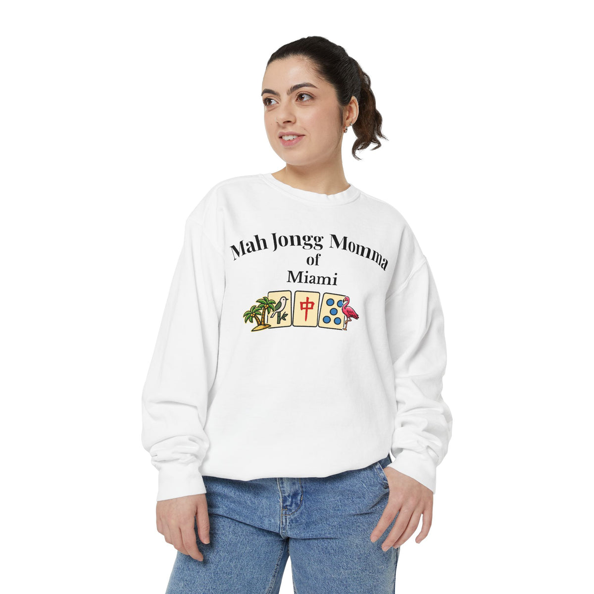Mah Jongg Momma of Miami Crewneck Sweatshirt - Mahjong Tournament Sweatshirt
