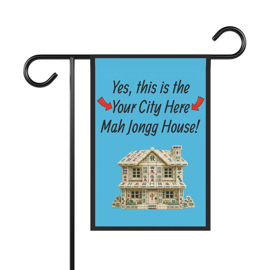 City Mah Jongg :"Yes, This Is the Mah Jongg House!" Blue Mah Jongg Flag