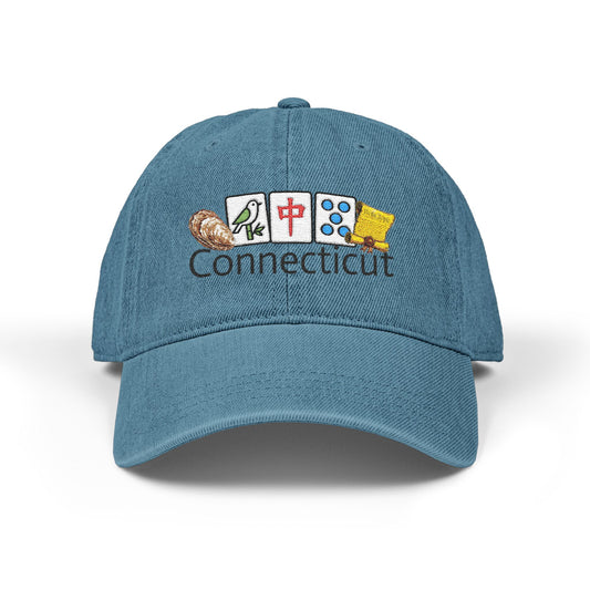 Mah Jongg Connecticut Embroidered  Jean Hat - For MahJong Players