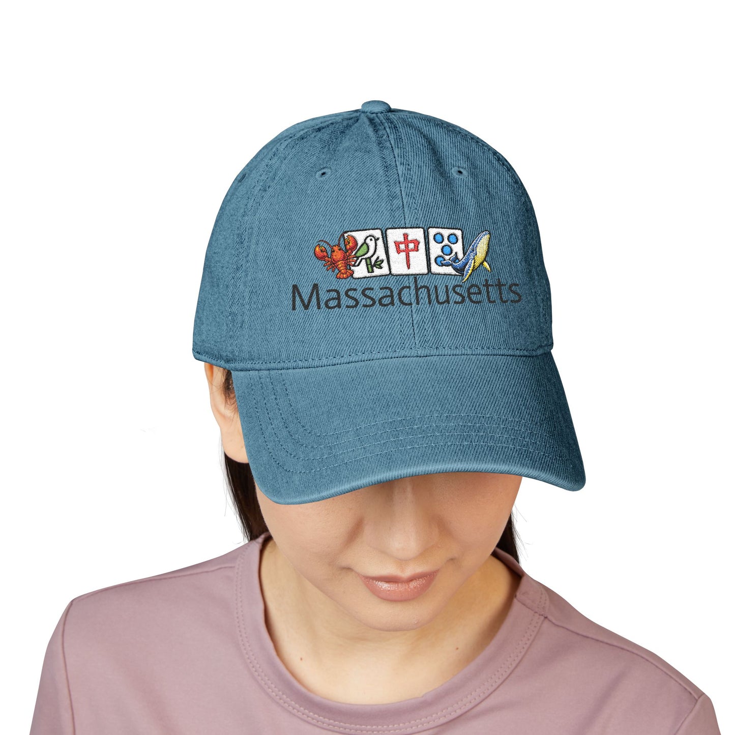 Mah Jongg Massachusetts Embroidered  Jean Hat - For MahJong Players