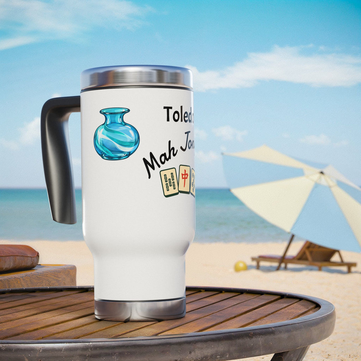 Toledo Mah Jongg travel mug | 14oz stainless steel travel mug with handle