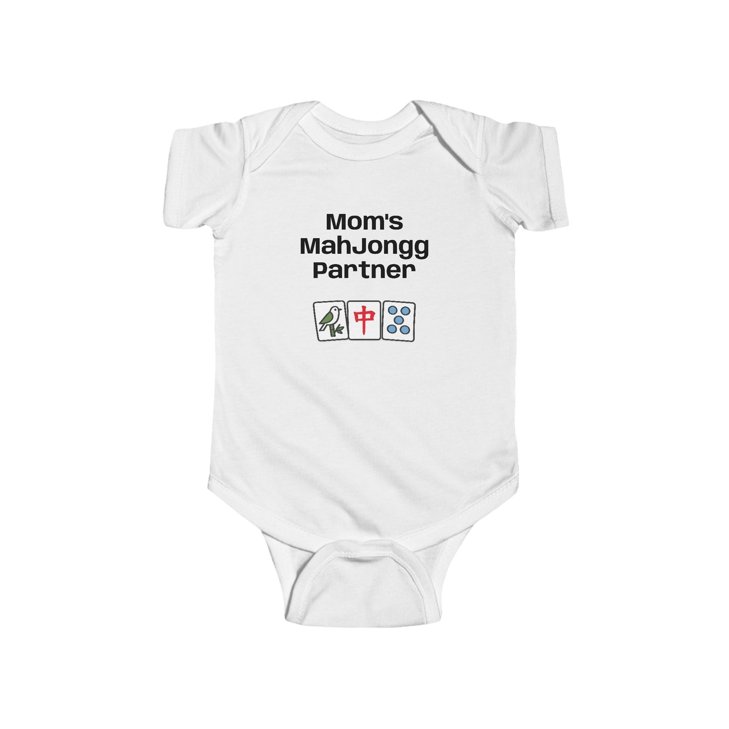 Mom's Mah Jongg Partner Bodysuit | Baby Mahjong Tiles Infant Onesie. For Game Night or Family Outing