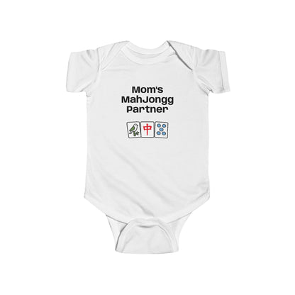 Mom's Mah Jongg Partner Bodysuit | Baby Mahjong Tiles Infant Onesie. For Game Night or Family Outing