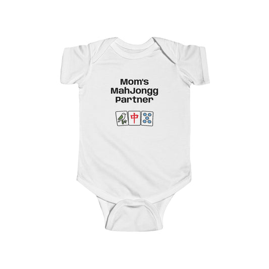 Mom's Mah Jongg Partner Bodysuit | Baby Mahjong Tiles Infant Onesie. For Game Night or Family Outing