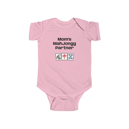 Mom's Mah Jongg Partner Bodysuit | Baby Mahjong Tiles Infant Onesie. For Game Night or Family Outing